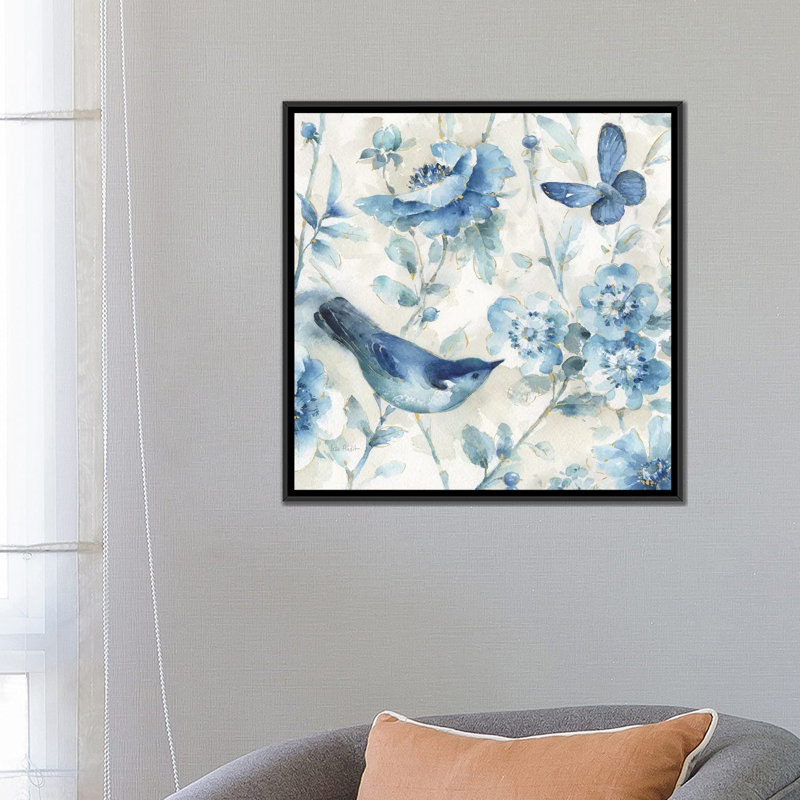 «Indigold XI», reproduction sur toile, H 18 po x l 18 po x P 1,5 po, Toile encadrée noire