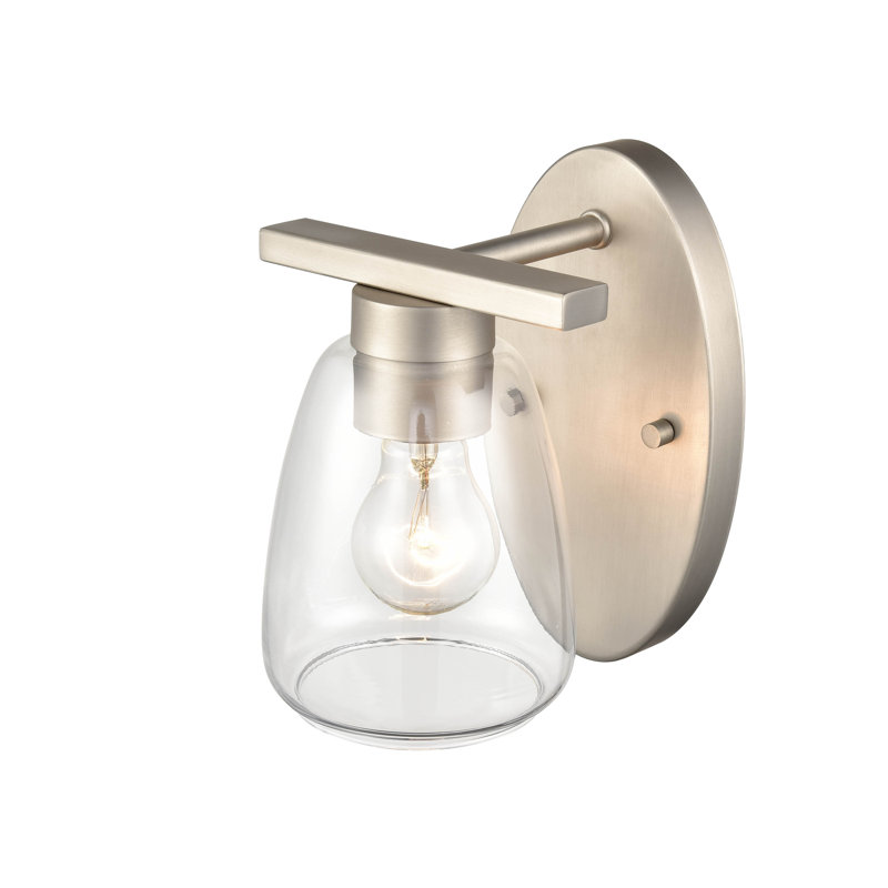 Steel Armed Sconce, Satin Nickel