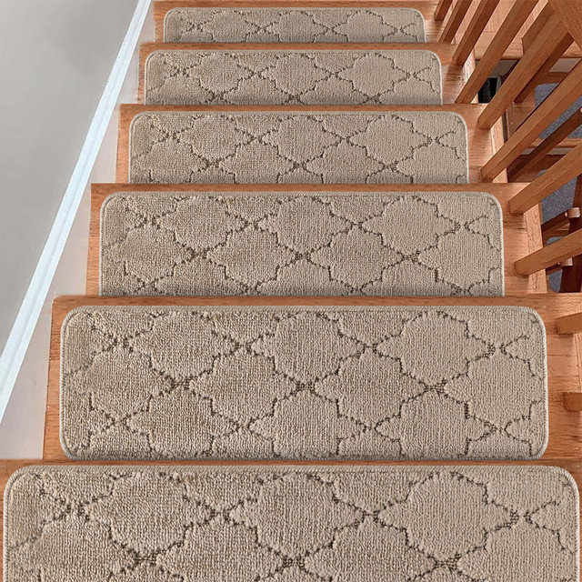  Tapis d'escalier pour tapis en bois - paquet de 7, Beige