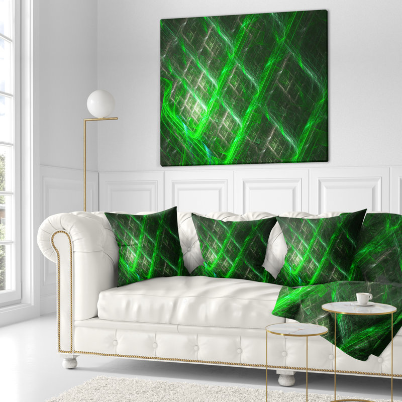 Grille en métal abstrait - coussin à imprimé abstrait, 16 po x 1 po, Vert, Coussin décoratif