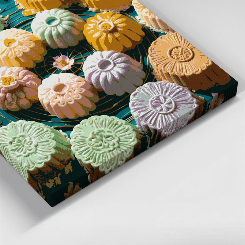Desserts, gâteaux de riz, art mural sur toile beige, H 12 po x l 18 po