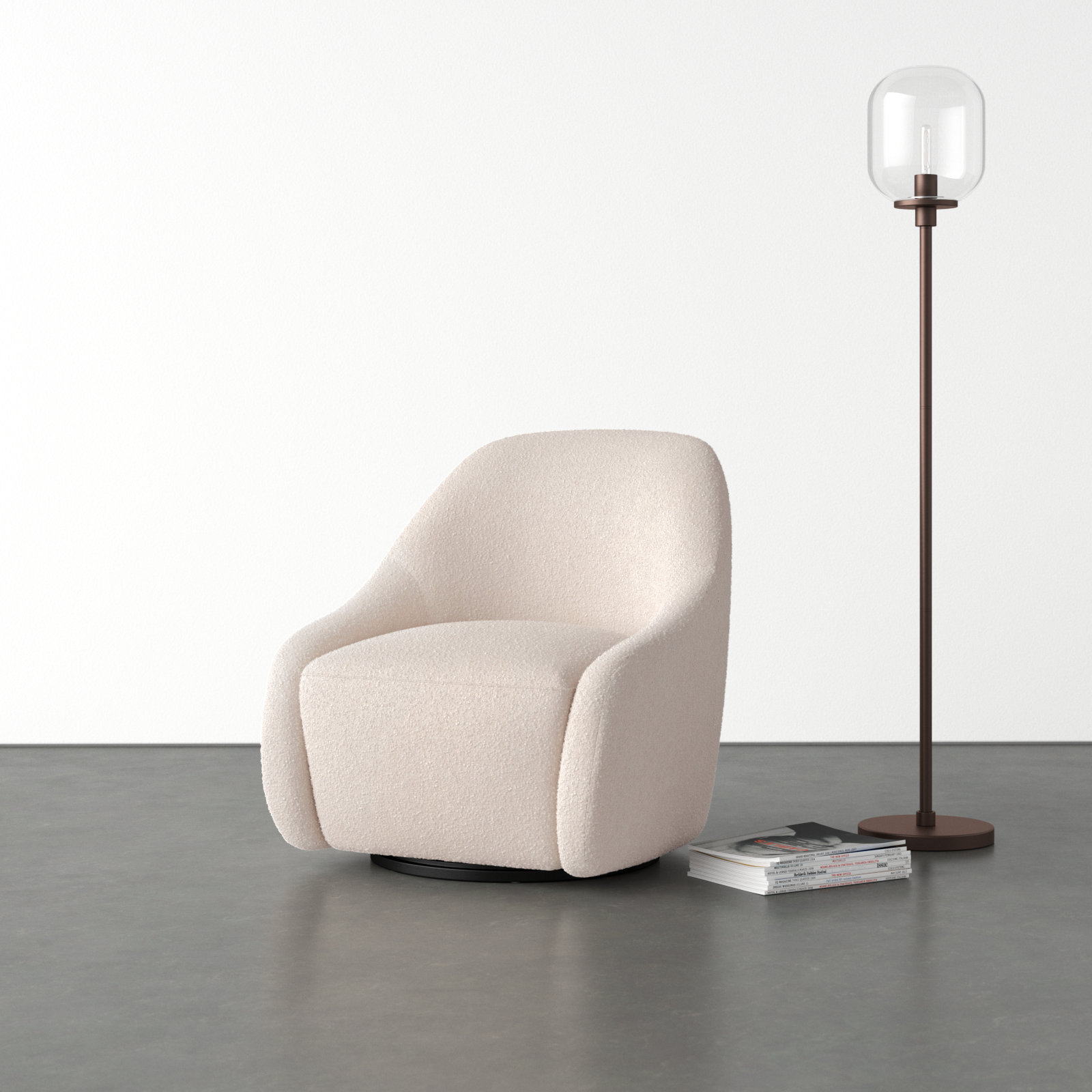 Fiera Upholstered Swivel Barrel Chair, Knoll Sand