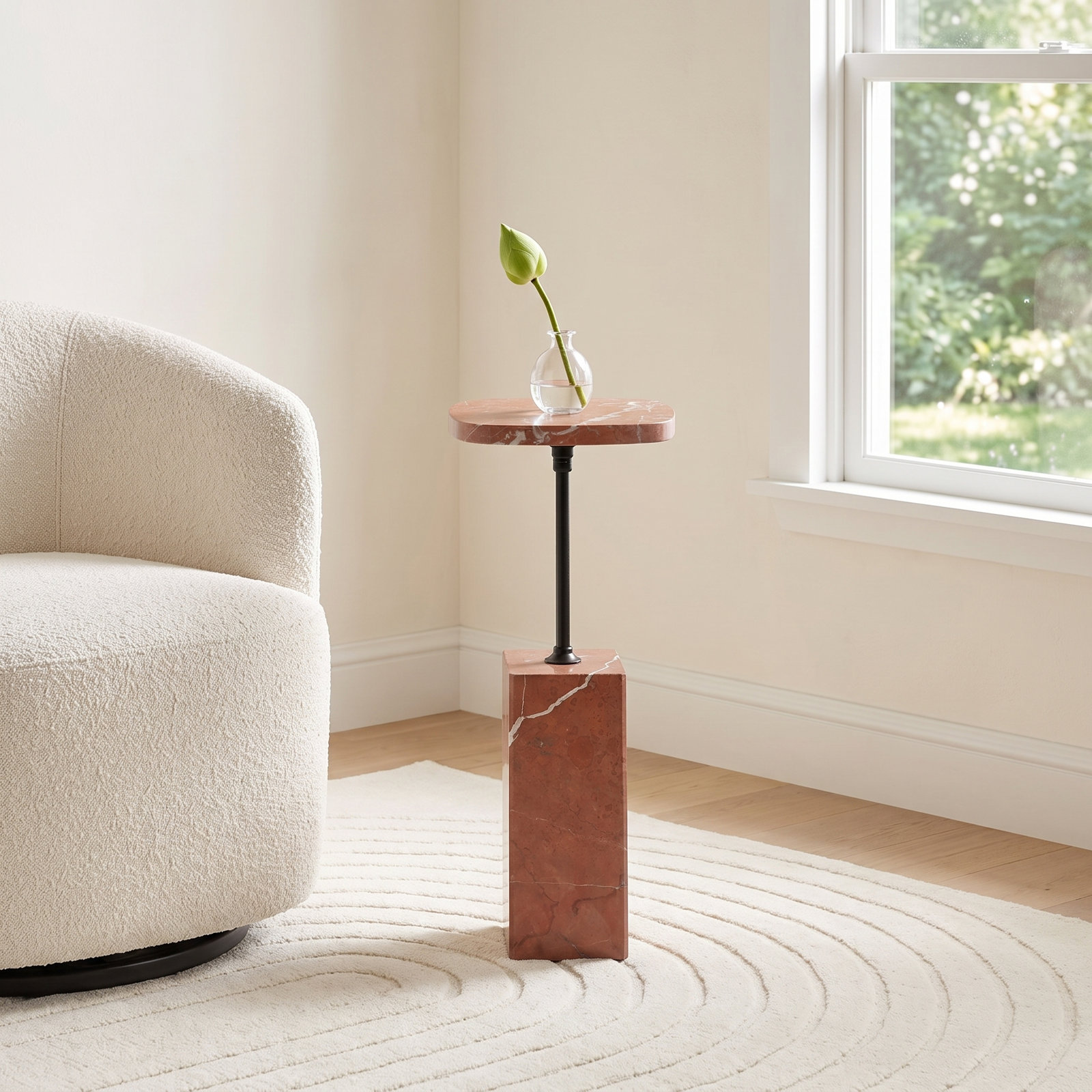 Stone End Table, Red