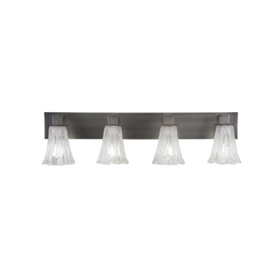 Apollo 4 Light Bath Bar Shown In Graphite Finish With 5.5" Fluted Italian Ice Glass