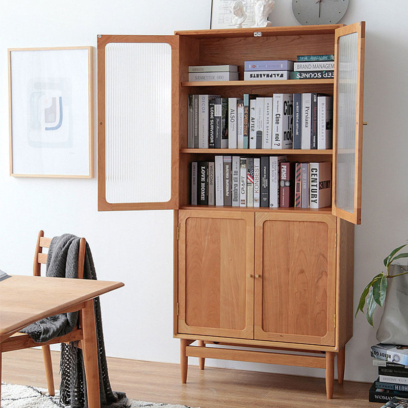 Bibliothèque avec porte vitrée Cherry