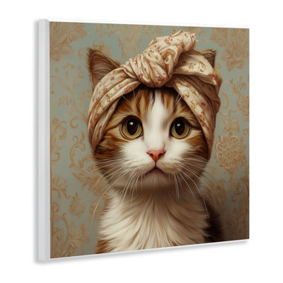 Chat avec plaque Turban tendance, design par Jim Baldwin