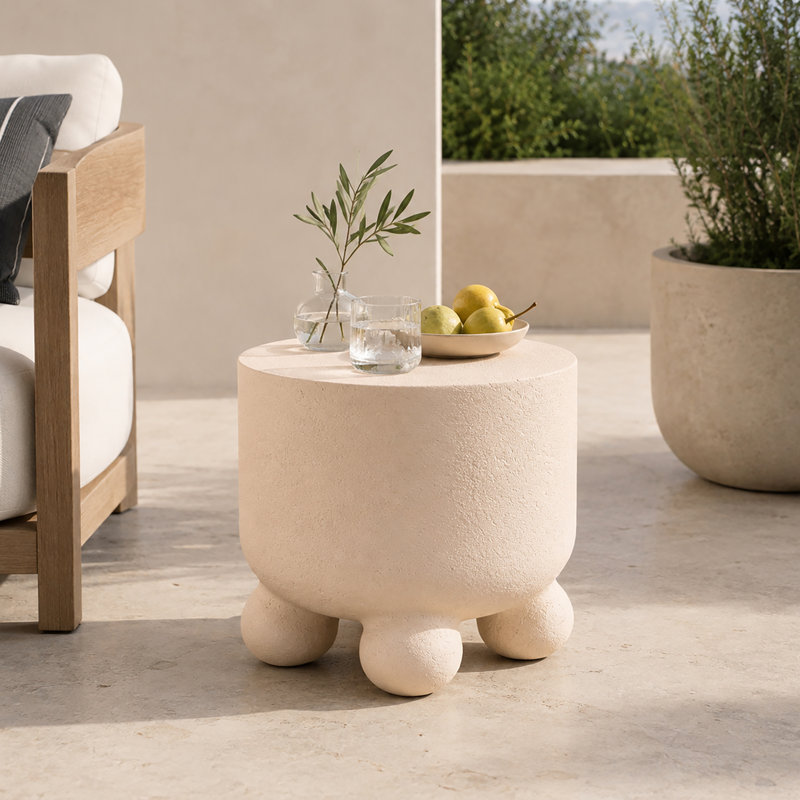 Table d'appoint ronde en béton pour terrasse