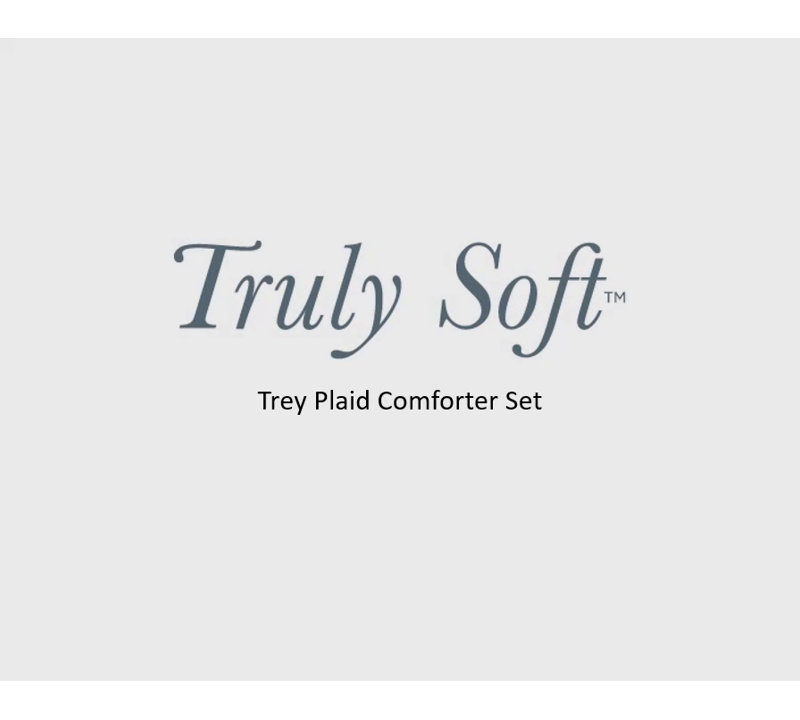 Blue and Gray Plaid Twin Microfiber Comforter Set