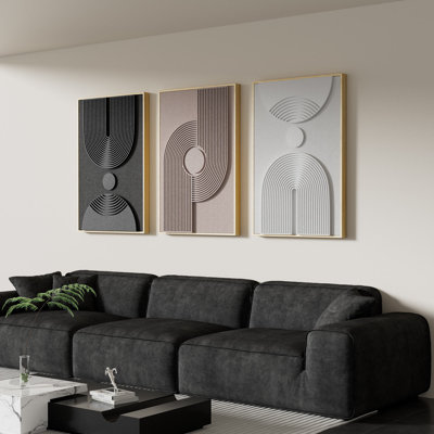 Ensemble 3 pièces d'art mural encadré