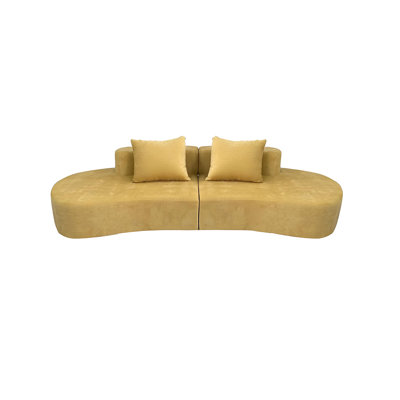 94.49"Yellow linen-blend loveseat with throw pillows