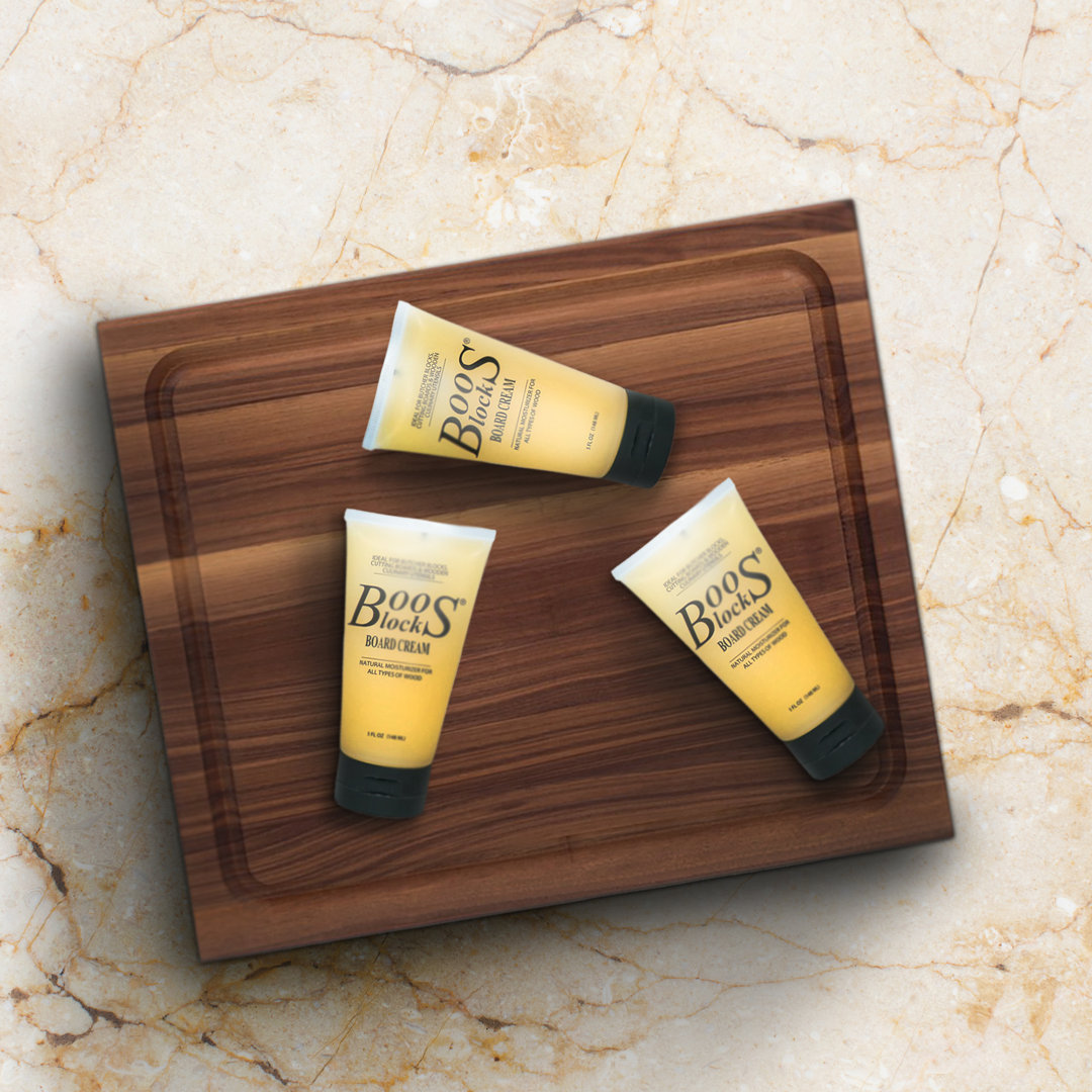 John Boos Walnut Wood Juice Groove Cutting Board w/Boos Block Care Cream, 3 Pack John Boos
