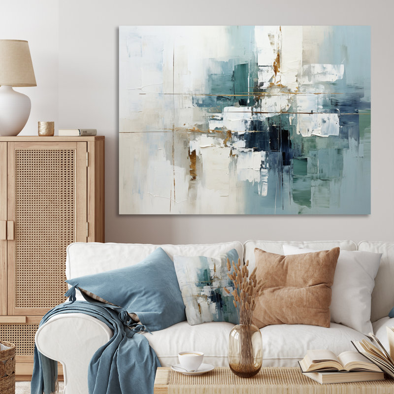 Subtle Serenity I - Abstract Collages Wall Art, Gold Floater Framed, 34" H x 44" W