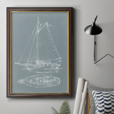 Yacht Sketches IV, toile encadrée de qualité supérieure - prête à être accrochée