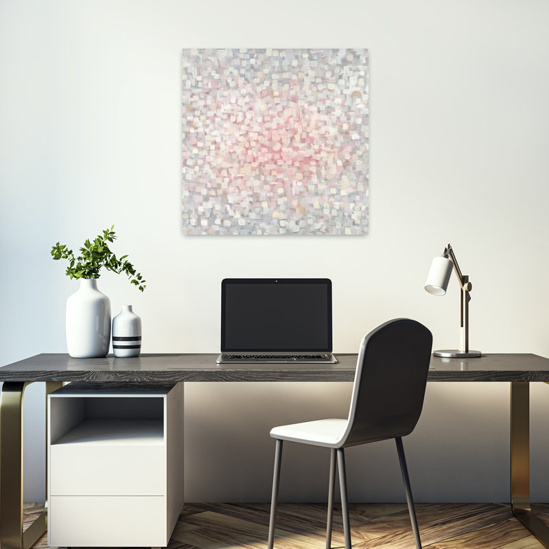 Contemporain subtil avec art abstrait crème, H 18 po x l 18 po