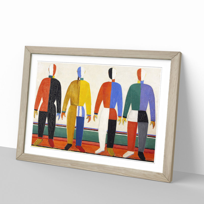 Men by Kazimir Malevich - Picture Frame Painting on MDF, Oak Framed, 36cm H x 48cm W x 2cm D