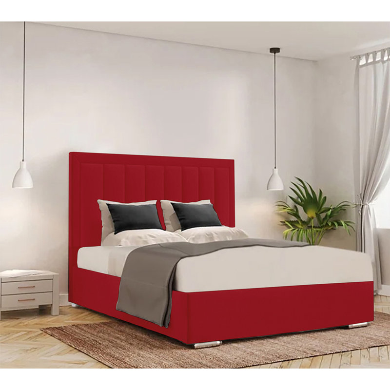 Cenka Upholstered Bed, Single (3'), Red