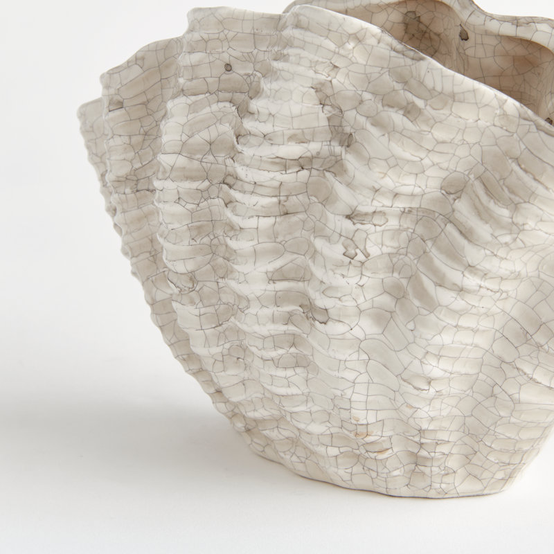 Seashore Handmade Clay Table Vase, 6" H x 9.25" W x 4" D