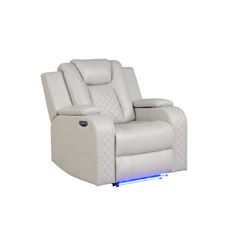 Fauteuil inclinable en similicuir 38 po Senol, Similicuir blanc