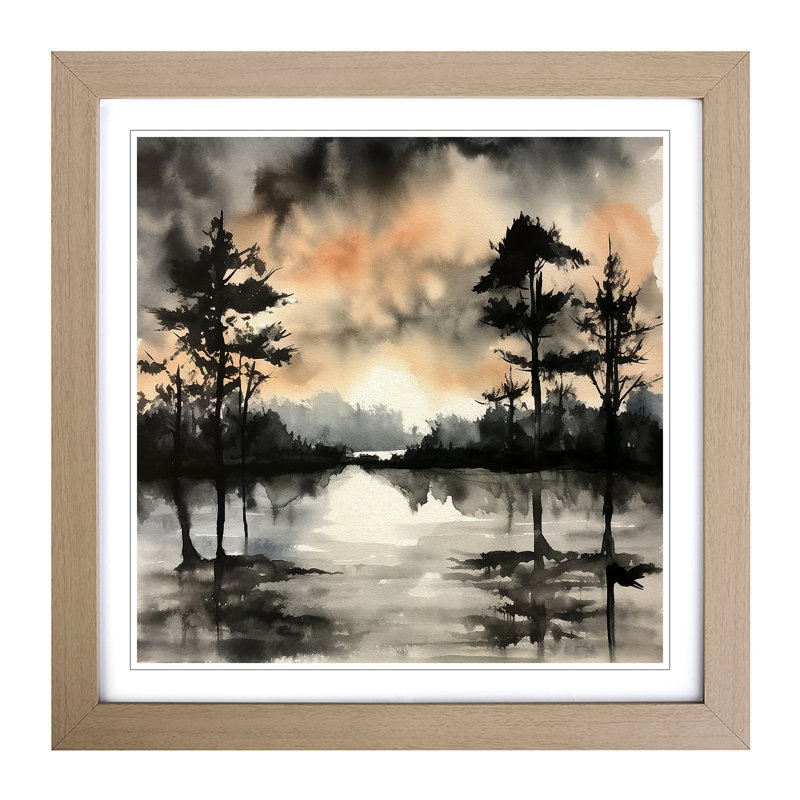 Sunrise Ink Wash No.8 - Framed Print, Oak