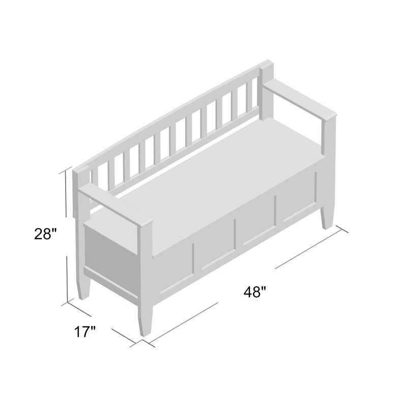 Brooklyn White Solid Wood Flip Top Storage Bench