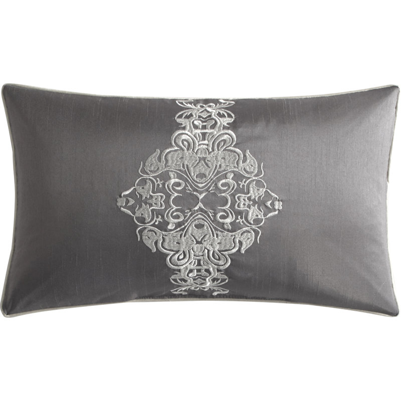 Gray Damask Queen Microfiber 8-Piece Comforter Set