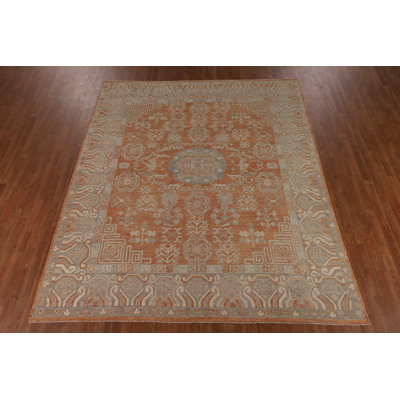 Orange Oushak Vegetable Dye Turkish Area Rug