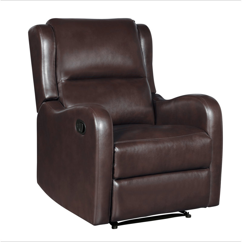 Brown Reclining Chair 1Pc Comfort Seating Faux Leather Upholstery Living Room Furniture Solid Wood, Brown