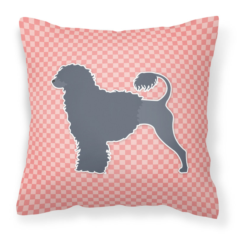 Coussin décoratif d’intérieur/d’extérieur carré pour chien d’eau portugaise, H 18 po x l 18 po x P 3 po, Rose