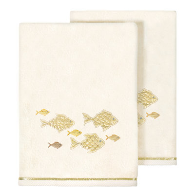 FIGI 2PC Embellished Bath Towel Set Midweight Bath Towel