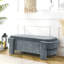 Banc repose-pieds contemporain avec rangement ovale pour le salon et la chambre à coucher - Gris-117529152