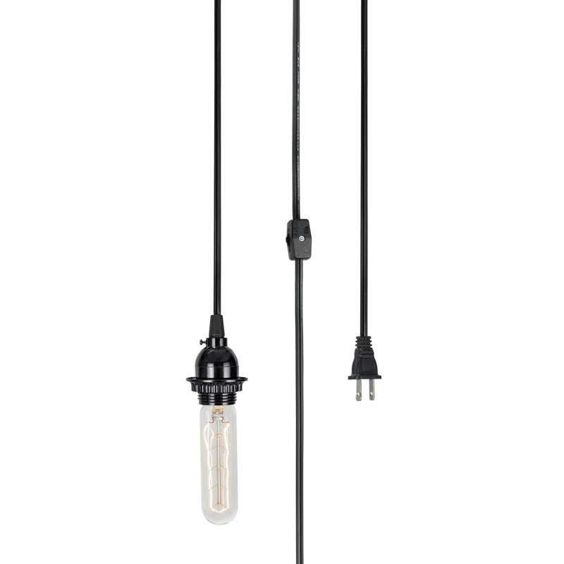 Luminaire suspendu à 1 lumière Elizebeth, Noir mat