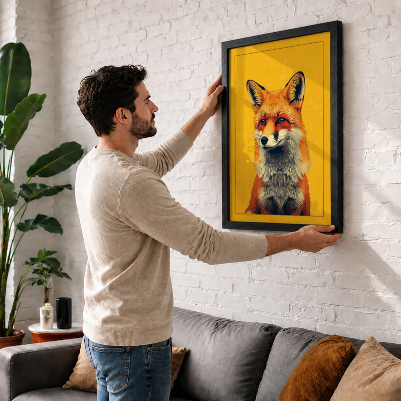 Fox Portrait Modern - Framed Print, A3 - 42.0 x 29.7 cm, White