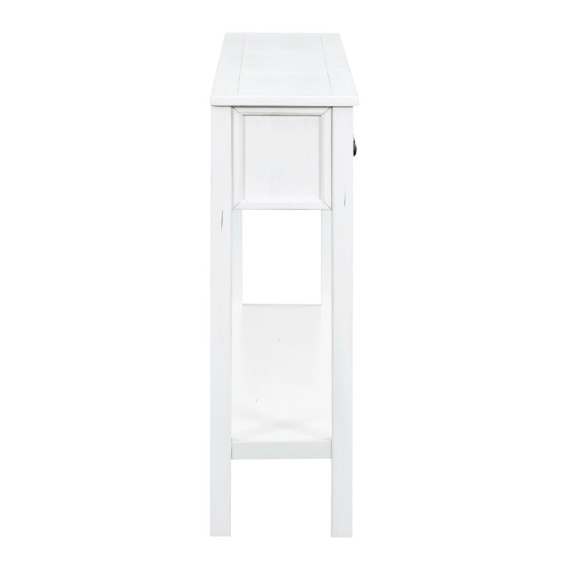 Rustic Entryway Console Table, Antique White