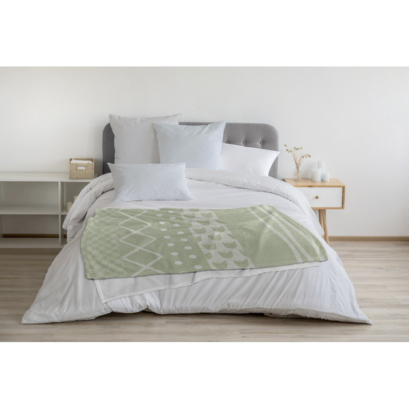 Farmers Market Fleece Throw Blanket, 50" W x 60" L, 1.85, Green