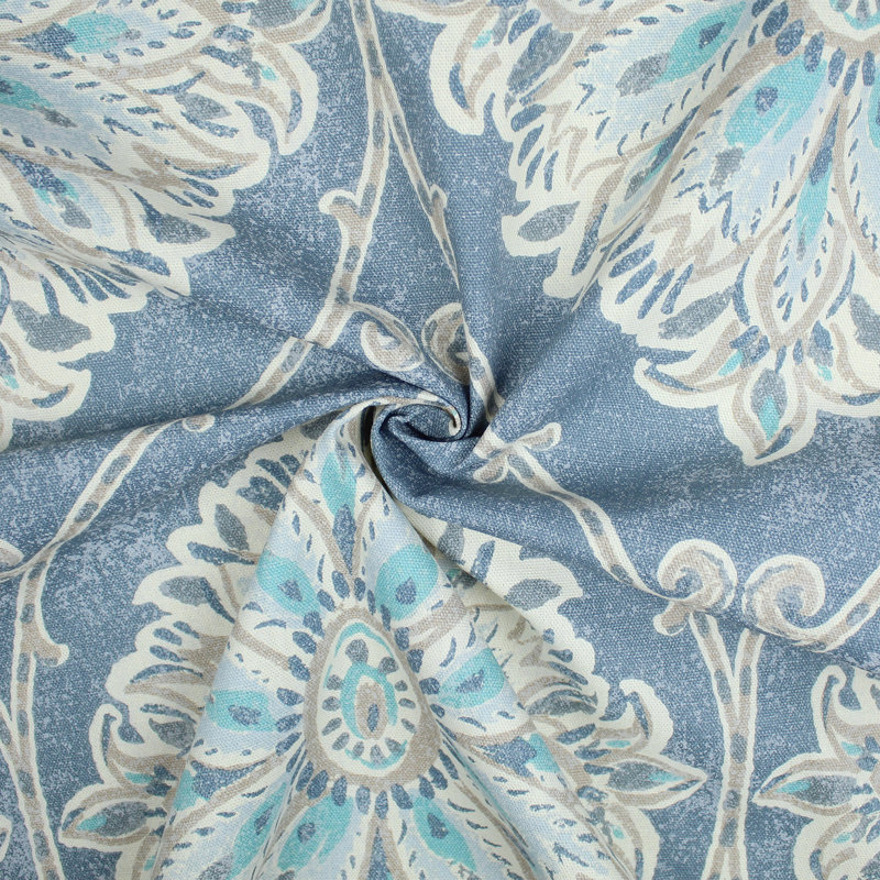 Indali 100% Cotton Damask Room Darkening Rod Pocket Curtain Panels, 50" W x 96" L, Gray/White