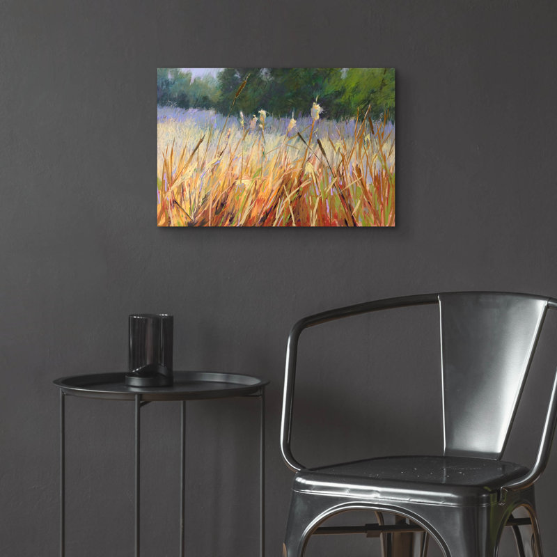 Art mural en verre Winston Porter «Cattails» par Carol Strock Wasson, H 16 po x l 24 po x P 0,2 po