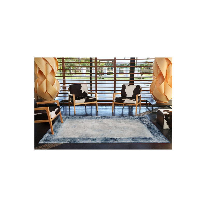 Tapis décoratif bleu glacier lavable à la machine, Sous-tapis rectangulaire de 3 pi 3 po x 4 pi 11 po