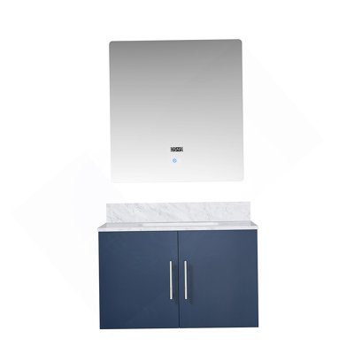 Bath Vanity 30 In. W X 22 In. D, Carrara Marble Top, And 30 In. LED Mirror
