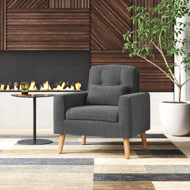 Araud Upholstered Armchair, Gray Linen