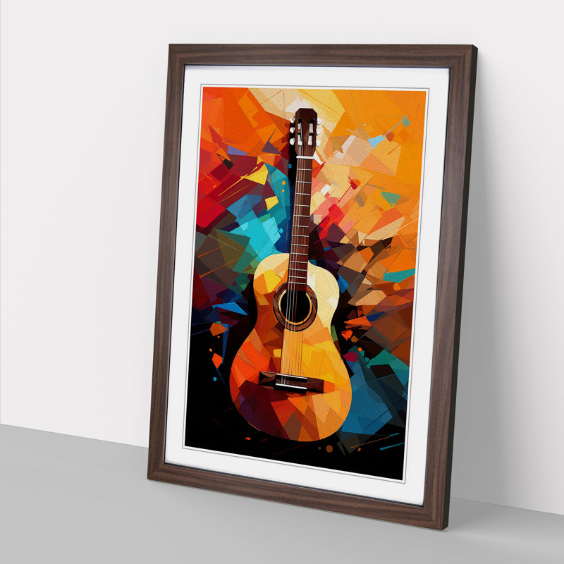 Acoustic Guitar Pop No.2 - Framed Print, 46cm H x 34cm W x 2cm D, Walnut 
