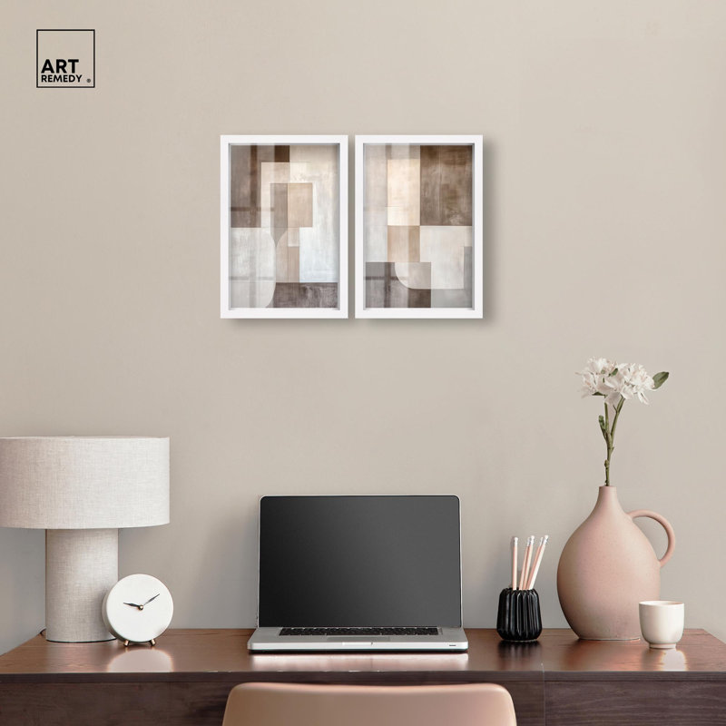 Ensemble d'œuvres d'art abstrait Boho, par Dream Remise, Cadre blanc, H 16 po x l 11 po