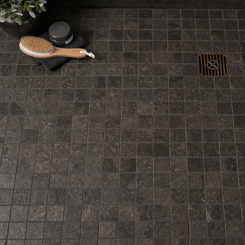 Mesa 11.81" x 11.81" Matte Porcelain Floor & Wall Mosaic Tile (0.97 Sq. Ft./Each), Black
