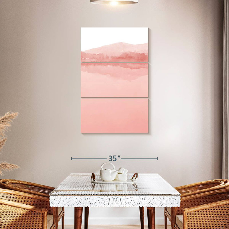 Aquarelle paysage II nuances de rose I, H 45 po x l 28 po