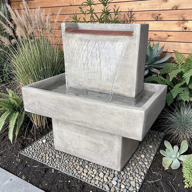 Cast Stone Water Fountain, Charcoal