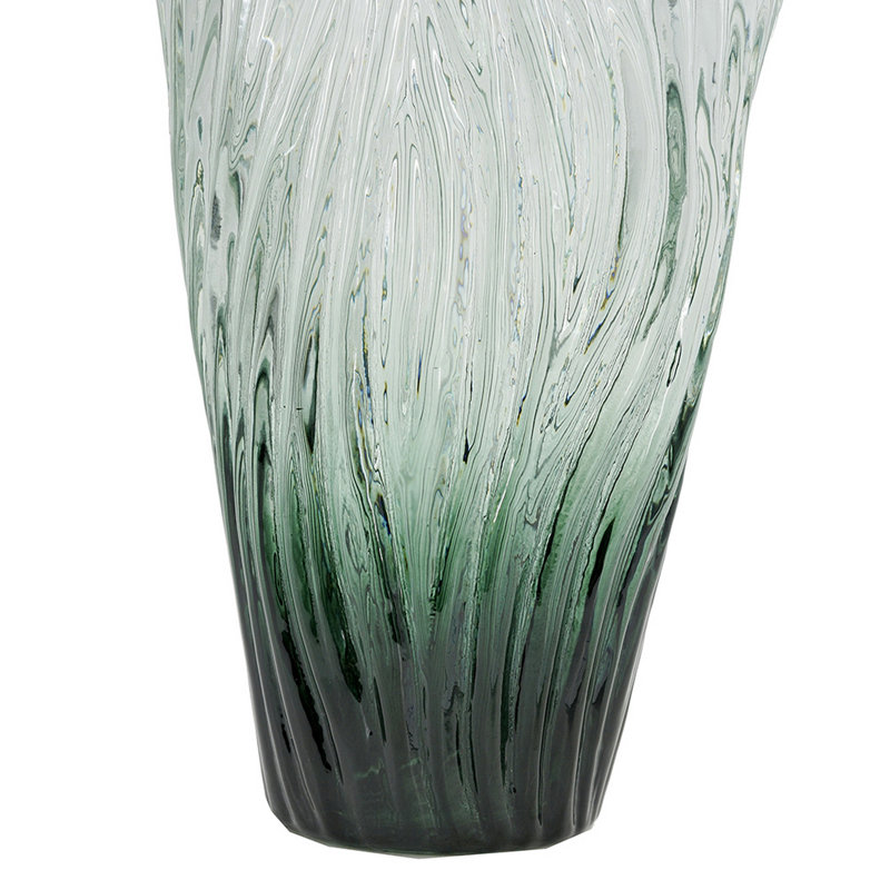 6.5x3.5x10"H Organic Ribbed Glass Vase, 9.8" H x 6.3" W x 3.5" D