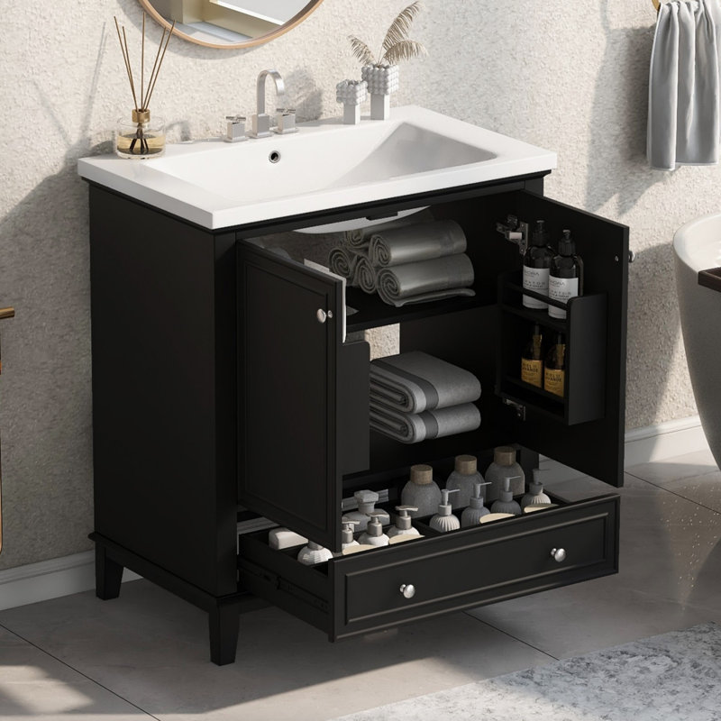 30" Bathroom Vanity with Sink Combo, Black