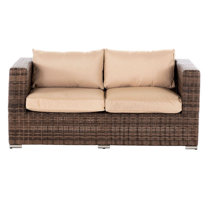 Syonna 148 cm W Wicker Patio Sofa with Cushions