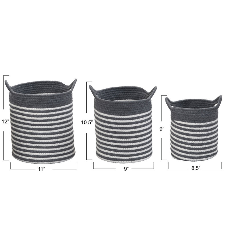Ensemble de 3 paniers en coton