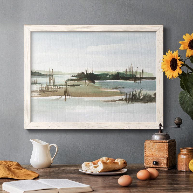 Marsh Reeds I, reproduction d'art sur toile, Cadre blanc, H 26 po x l 38 po x P 1,5 po