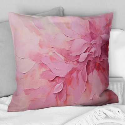 Coussin décoratif doré et rose à motif abstrait rivière - fuchsia
